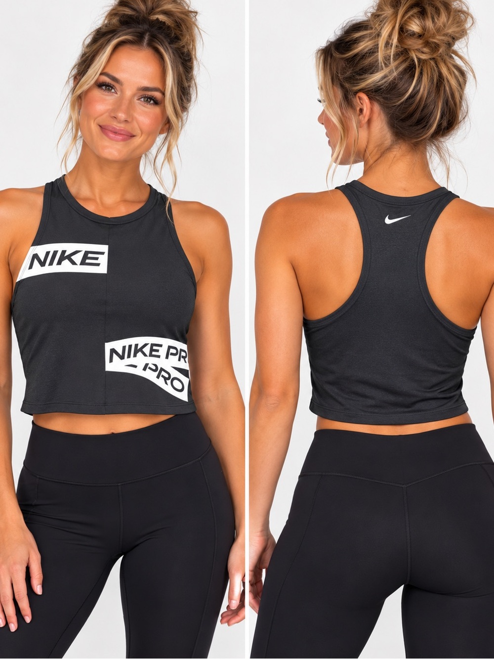 Nike Black Racerback Cropped Logo Tank